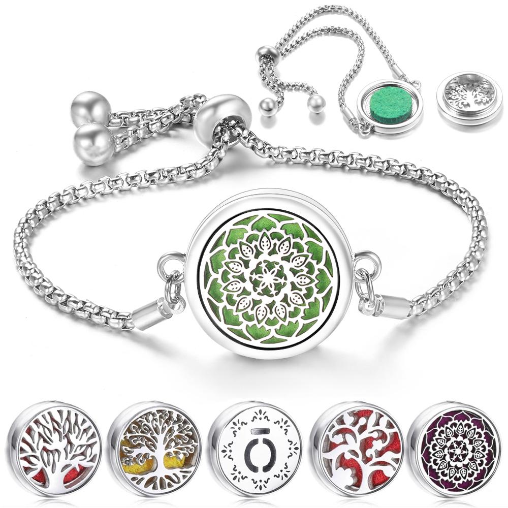 Women'S Essential Accessories - Trendy Blume Edelstahl Muster Aromatherapie Armband