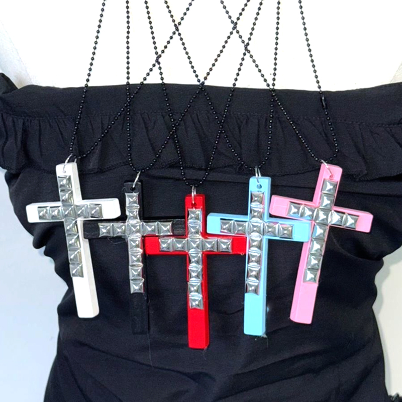Women'S Accessories In The 90S - Goth Schmuck Holz Rosa Srivet Kreuz