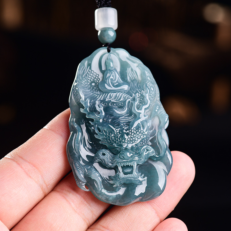 Women'S Accessories - Natürliche burmesische Jadeit-Drachen-Anhänger-Halskette, Vintage-Designer-Mode, echter Jade-Luxus-Schmuck,