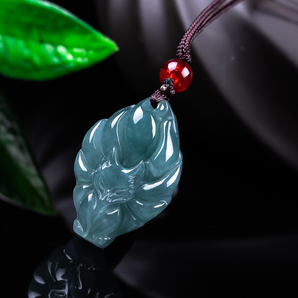 Women'S Accessories - Natürliche burmesische Jadeit-Fuchs-Anhänger-Halskette, Vintage-Accessoires, Edelstein, echter