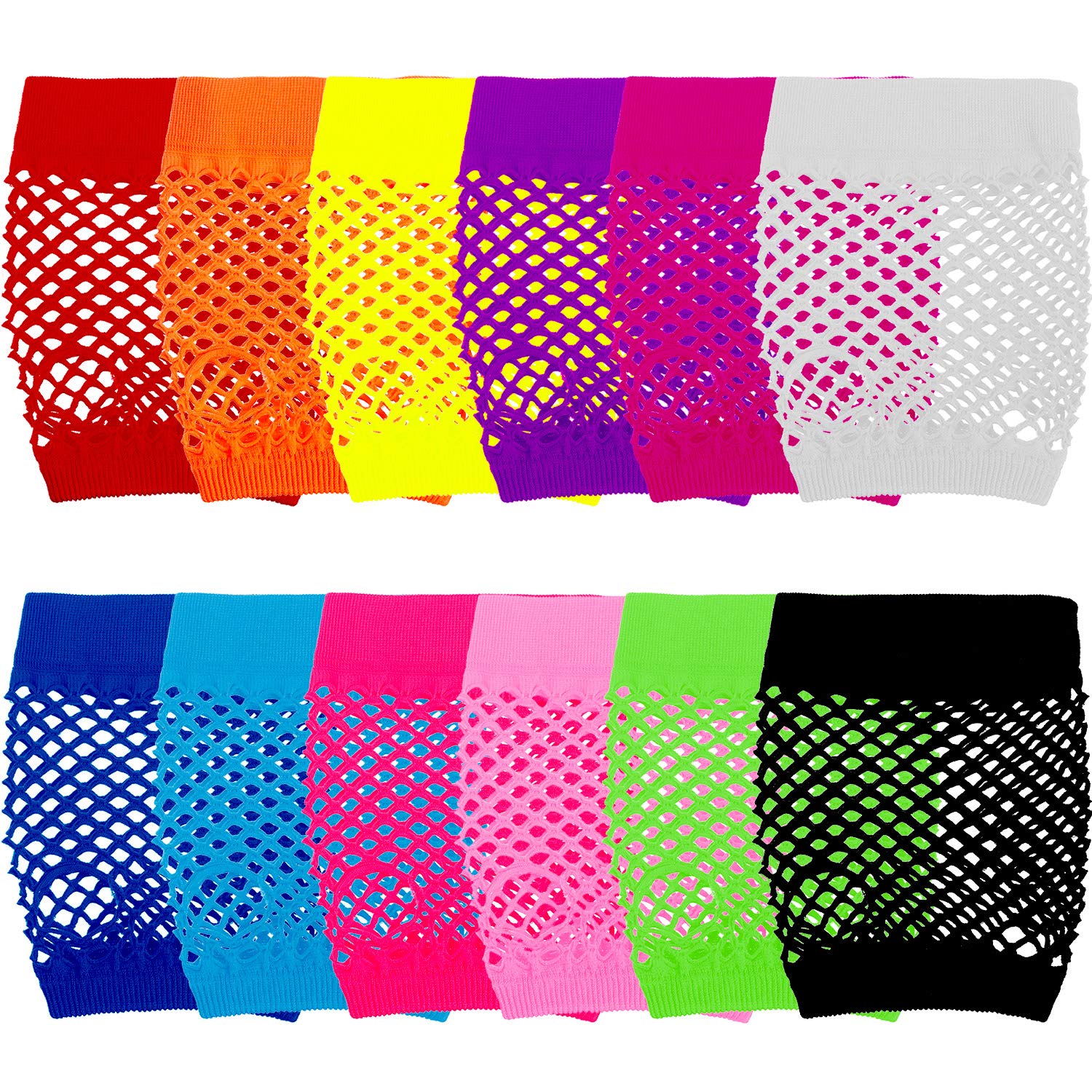 Women'S Accessories In The 90S - 24 Paar fingerlose Neon-Netzhandschuhe für Damen
