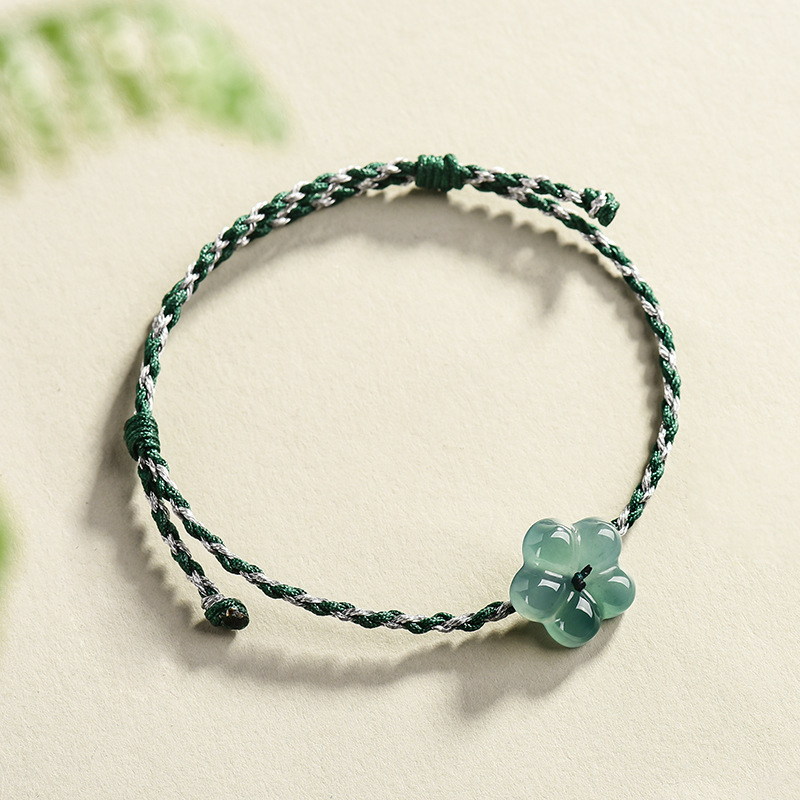 Women'S Accessories - Burmesisches Jadeit-Blumenarmband, natürlicher Jade-Charm, Modeaccessoires, Vintage-Geschenke
